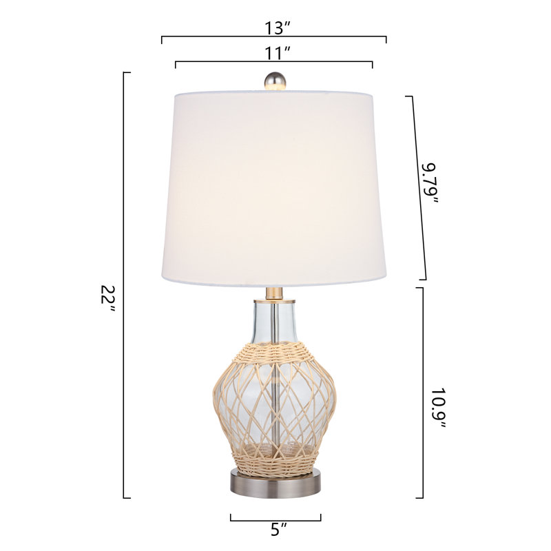 Narva 22" Beige/Clear/Silver Bedside Table Lamp