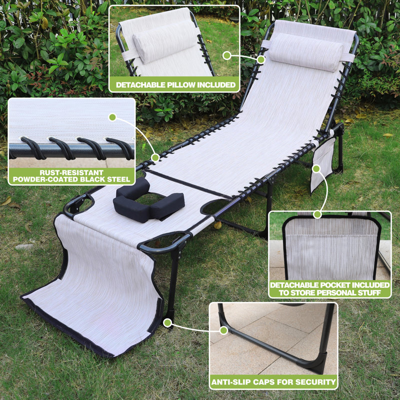 Chaise longue d'extérieur en acier thermolaqué 22,5 po Jenning , Crème