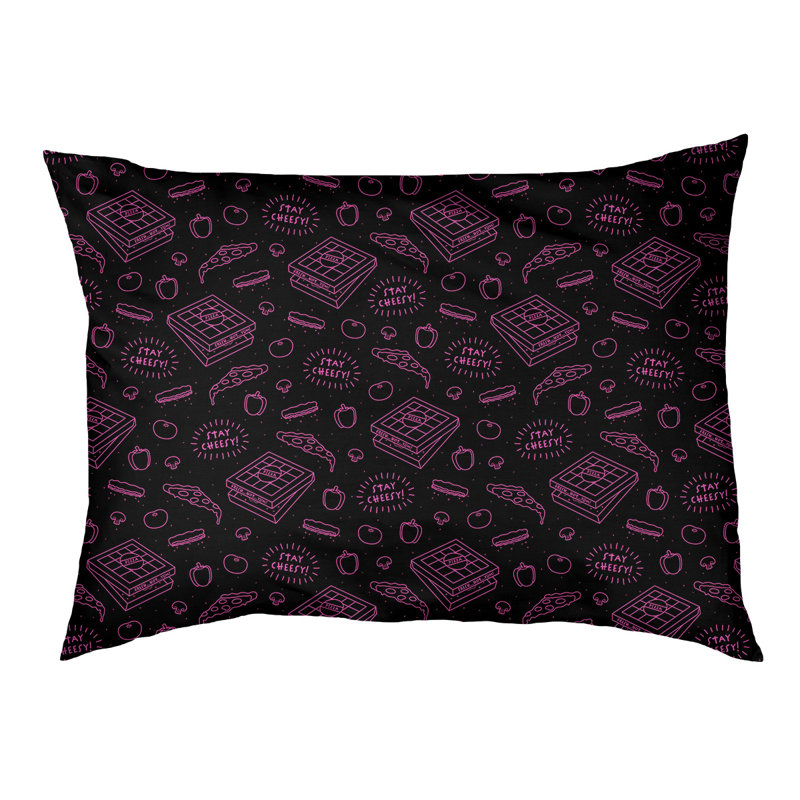 Coussin extérieur pizza Campion, Moyen (L 29,5 po x P19,5 po x H 9,5 po), Noir / Rose