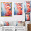 Encre vague en rythme en bleu et rouge - décoration murale abstraite à encre liquide-925034556-925034557