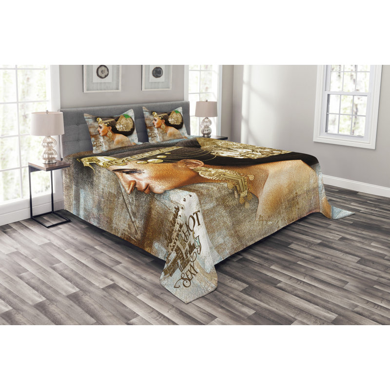 Adharsh Brown/Beige Microfibre Bedspread Set, 220 x 264 cm