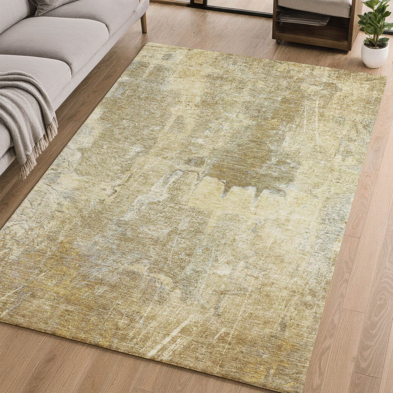 Premium Machine Washable Mayfield AMF2226 Abstract Rug, 2'6" x 3'10", Khaki