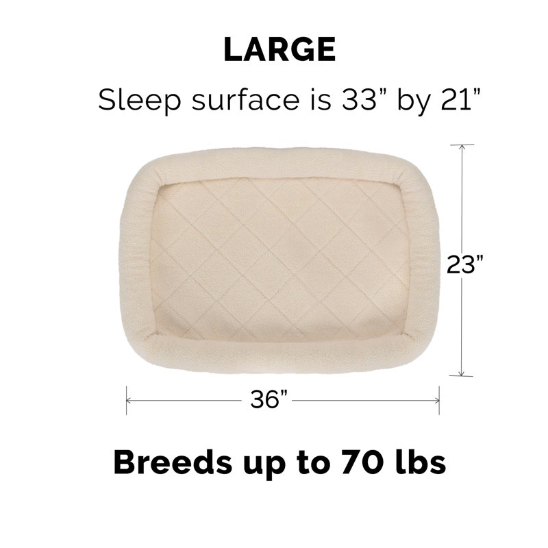 Cream Faux Lambswool Bolster Crate Pet Bed, Large