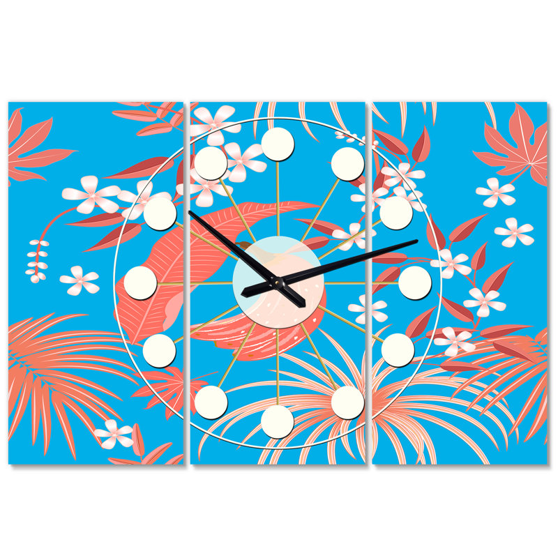 Très grande horloge murale tropicale rétro ii Mid-Century