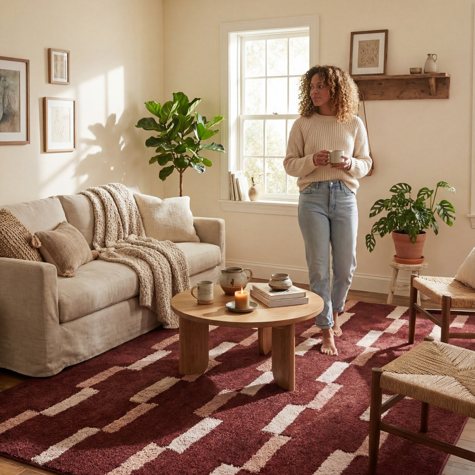 Hand-Tufted Geometric Rug, Rectangle 7'6" x 9'6"