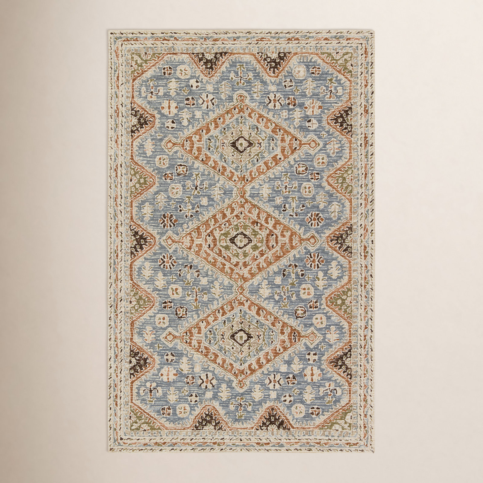 Murphie Blue Brown Hand-Woven Geometric Rug, Rectangle 10' x 14'