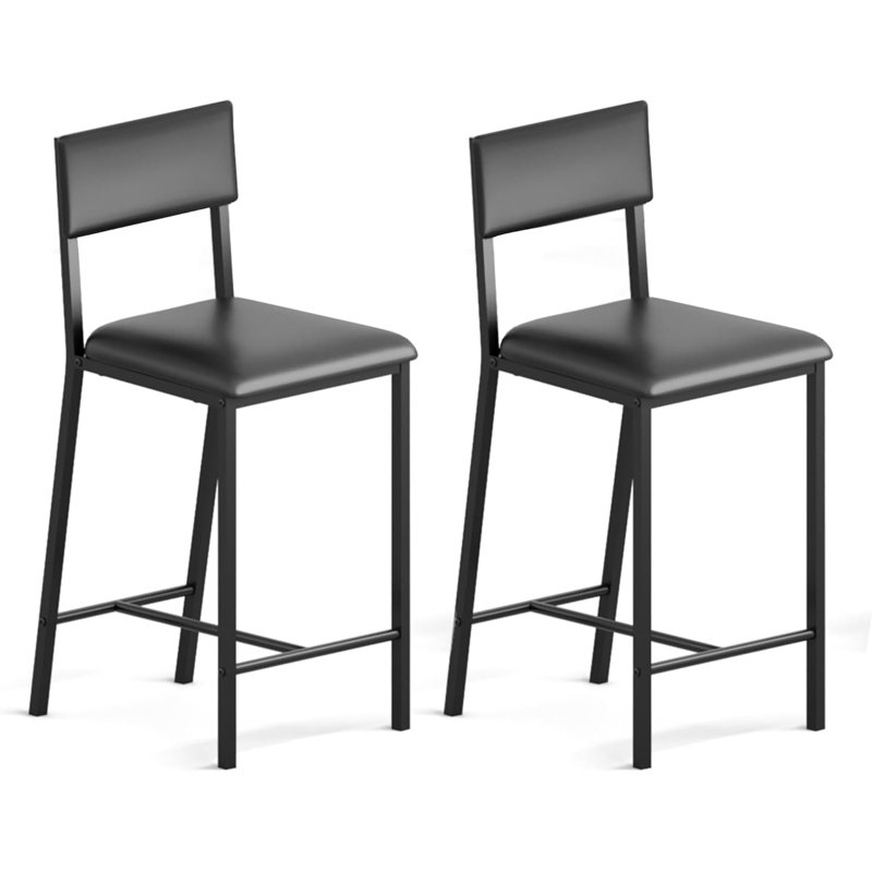 Set of 2 Upholstered Dining Chairs with Curved Backrest, Modern Kitchen Chairs with 26" Metal Legs & 330lb Capacity