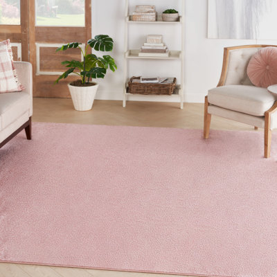 Mullican Sandy Solid Pink Easy Care Indoor/Outdoor Area Rug