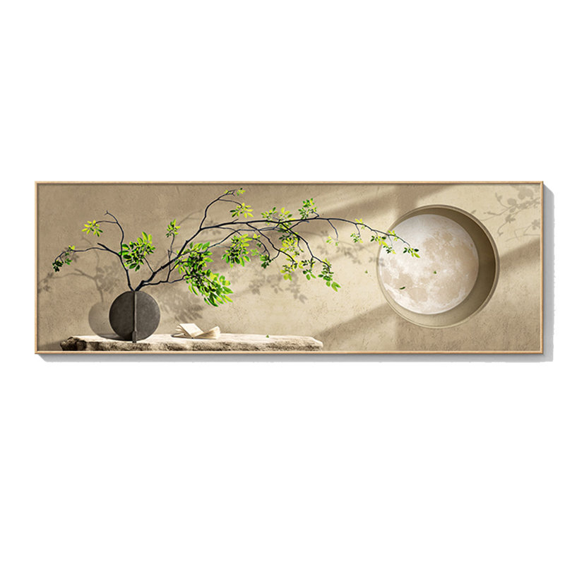 Décoration murale minimaliste Wabi Sabi avec motif de lune, 15.75" H x 47.24" W x 1.38" D