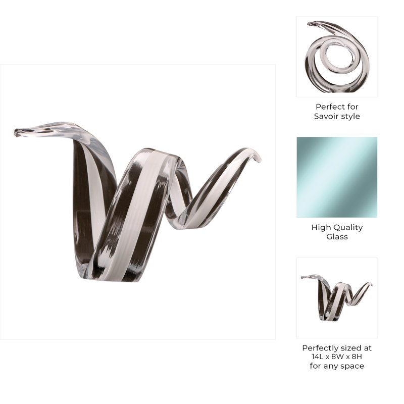 Sagebrook Home 14" Newtok Long Glass Ribbon Statuary