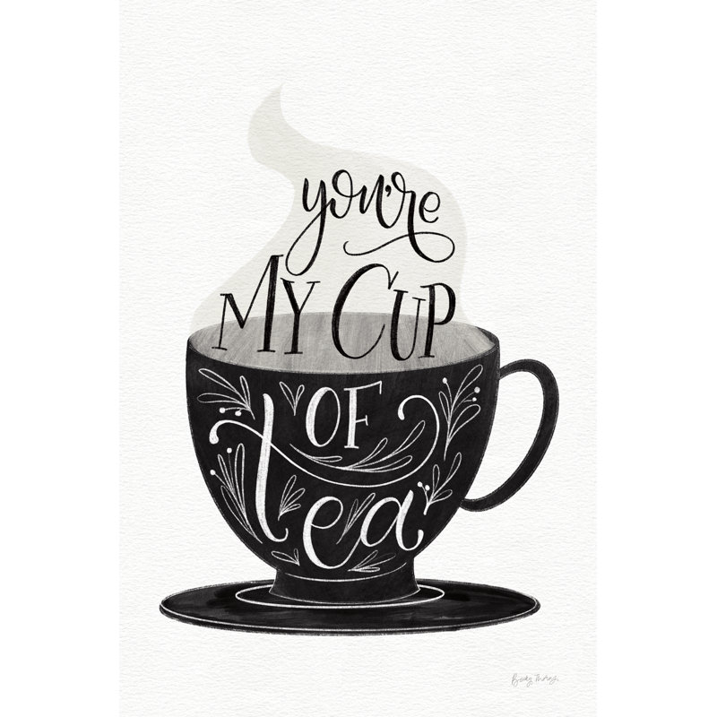 My Cup Of Tea BW by Becky Thorns - Typography Print, 122cm H x 81cm W, Black Floater Framed
