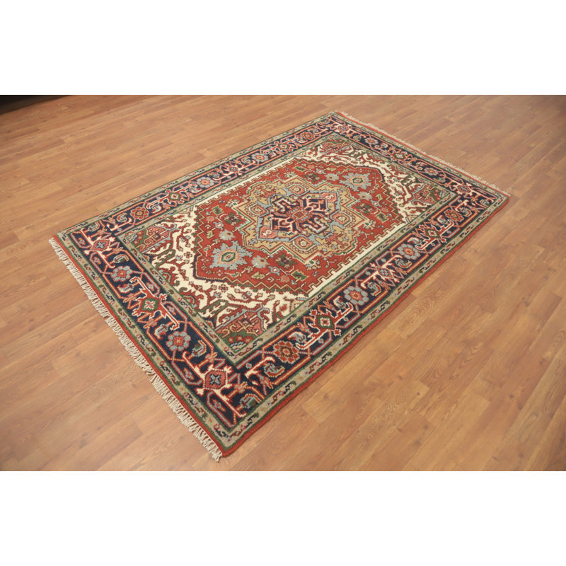 Tapis unique en coton 6 pi 1 po x 4 pi 0 po orange et rouille