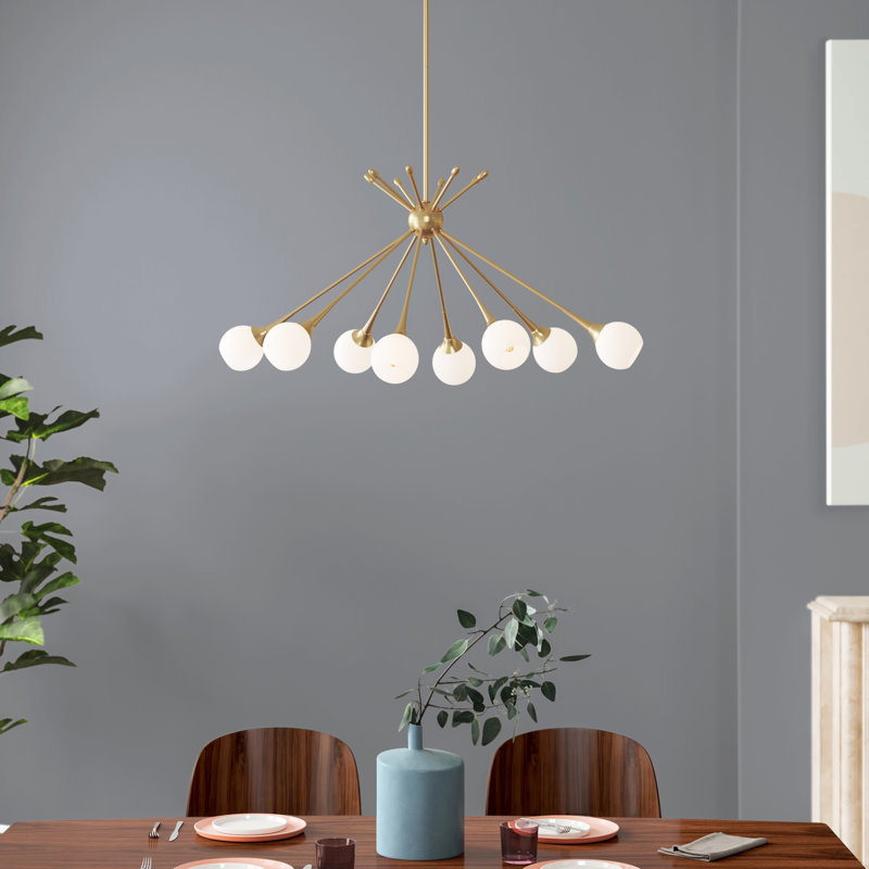 Lustre sphérique Spoutnik à 8 lumières Aubriaunna, Miel doré
