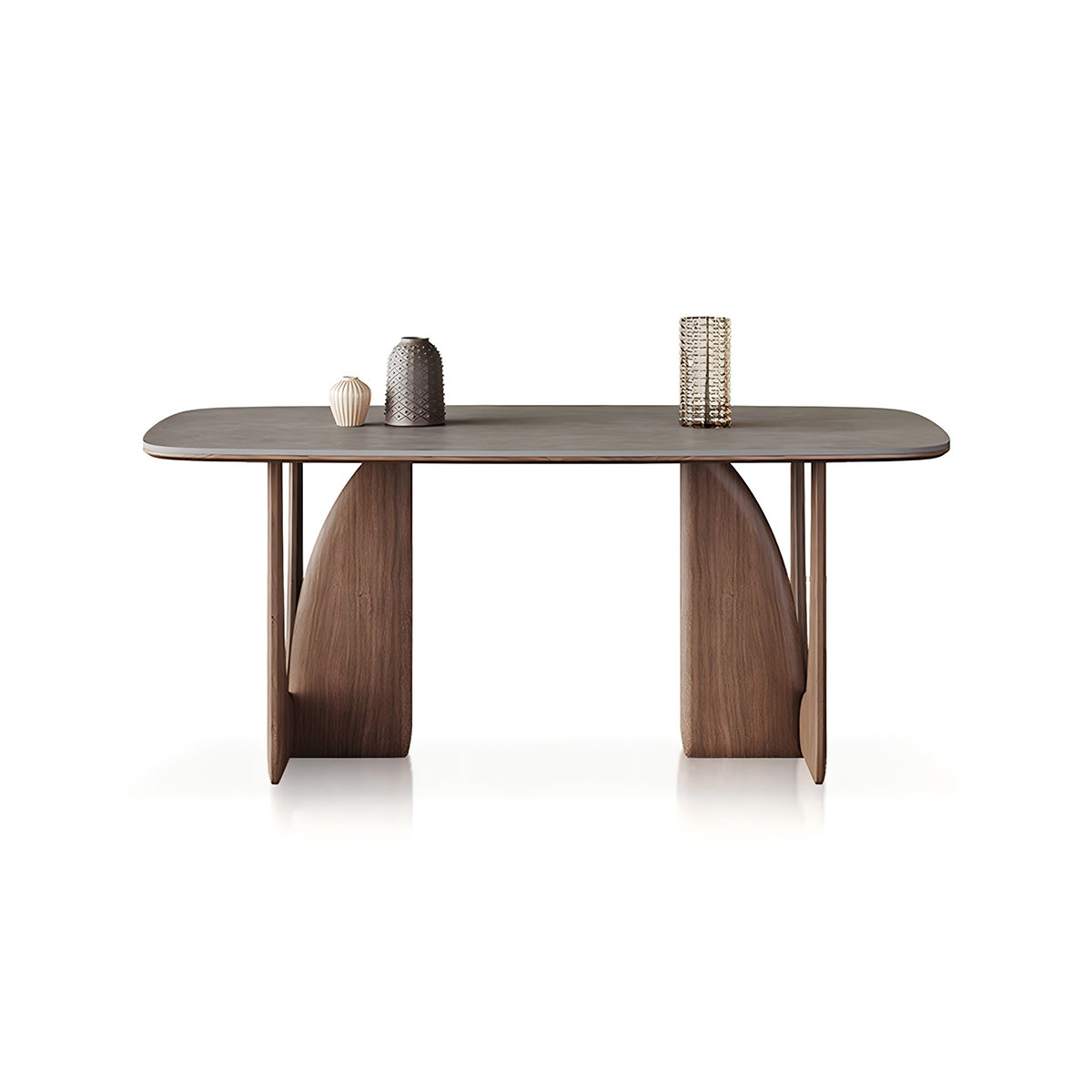 Coxambrey Sintered Stone Solid Wood Ash gray and brown Dining Table ...