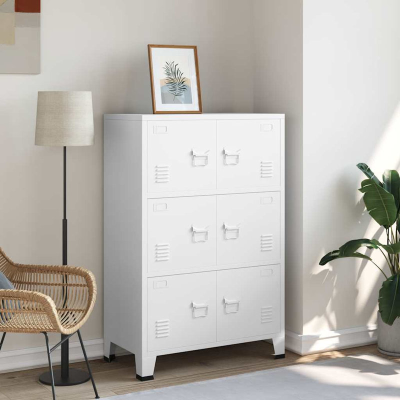 Commode de rangement rectangulaire en métal blanc, White