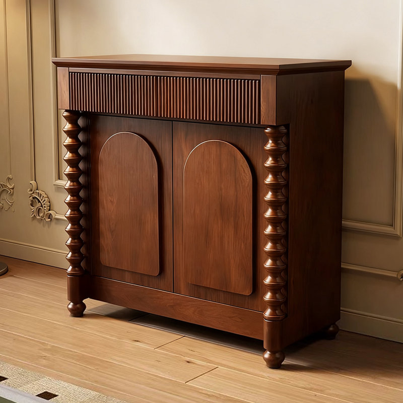 Retro Nut-Brown Solid Wood Sideboard