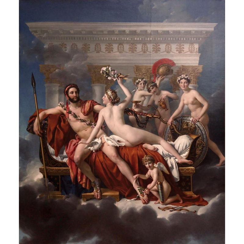 "Mars Being Disarmed by Venus" by  Jacques Louis David - Gallery Wrap Canvas Wall Art, 24" H x 17" W