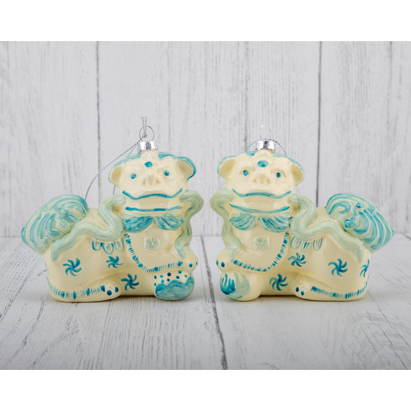 Paire d'ornements en verre Foo Dogs