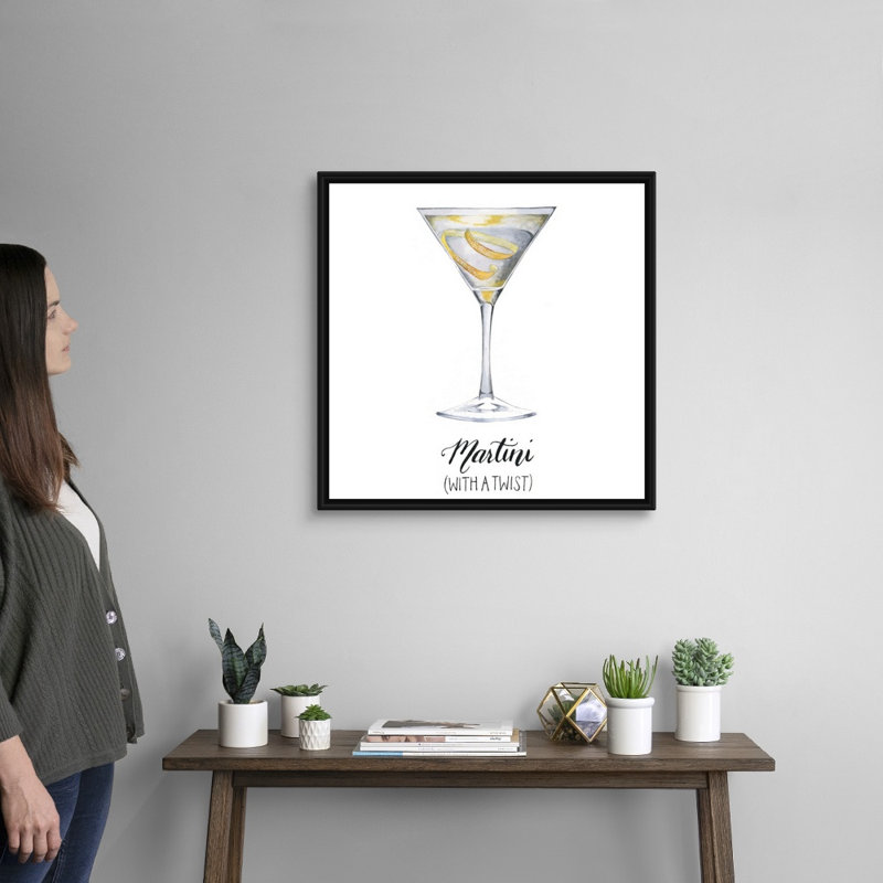 Classic Happy Hour V - reproduction d'art sur toile, H 25,7 po x l 25,7 po x P 1,75 po, Cadre flottant noir