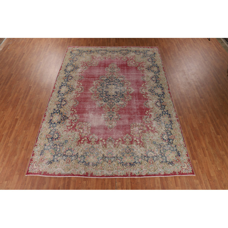 Tapis rose délavé traditionnel 10 x 13