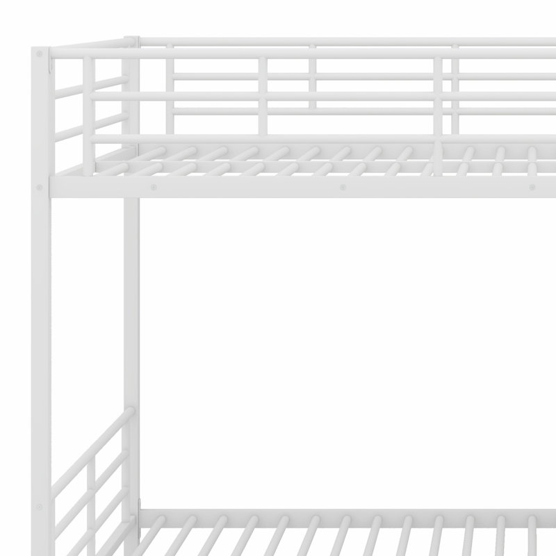 Lit superposé en métal avec garde-robe, Blanc/naturel