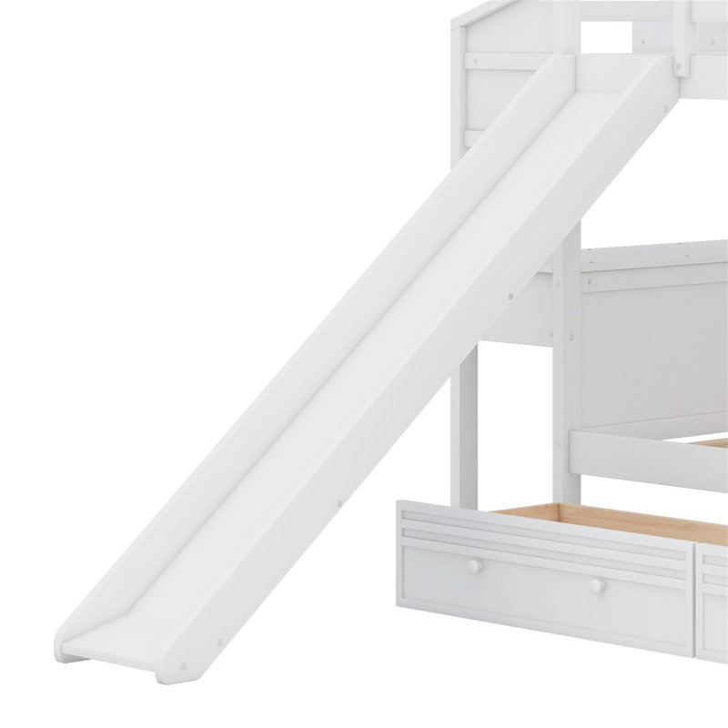 Lit superposé simple avec tiroirs Ilrich Kids, Blanc