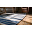Blue and White Stripes Antique Indian Room Size Flatwoven Cotton Dhurrie Rug