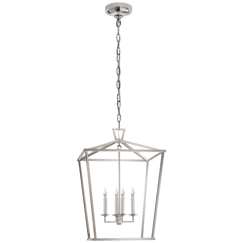 Chapman & Myers Darlana Lantern, 18" H x 12.5" W x 12.5" D, Polished Nickel