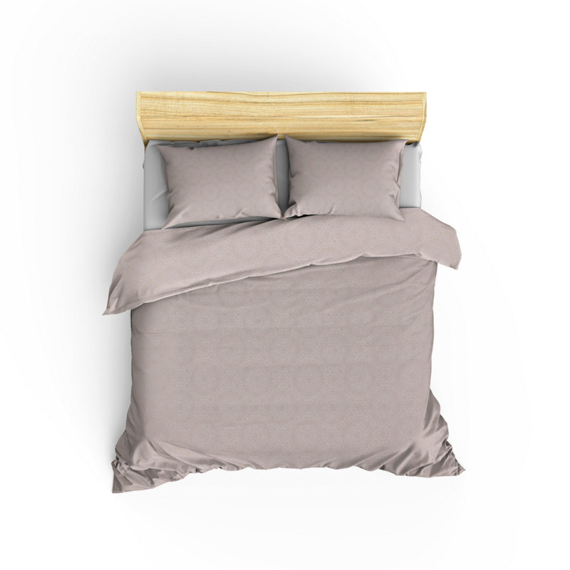 Ensemble de housse de couette double, beige et vison, 79 x 87 | 75% coton / 25% polyester, 120 fils | Comprend 2 taies d'oreiller (20 x 28) | Lavable à la machine, fermeture à boutons pour la couette, literie élégante et confortable