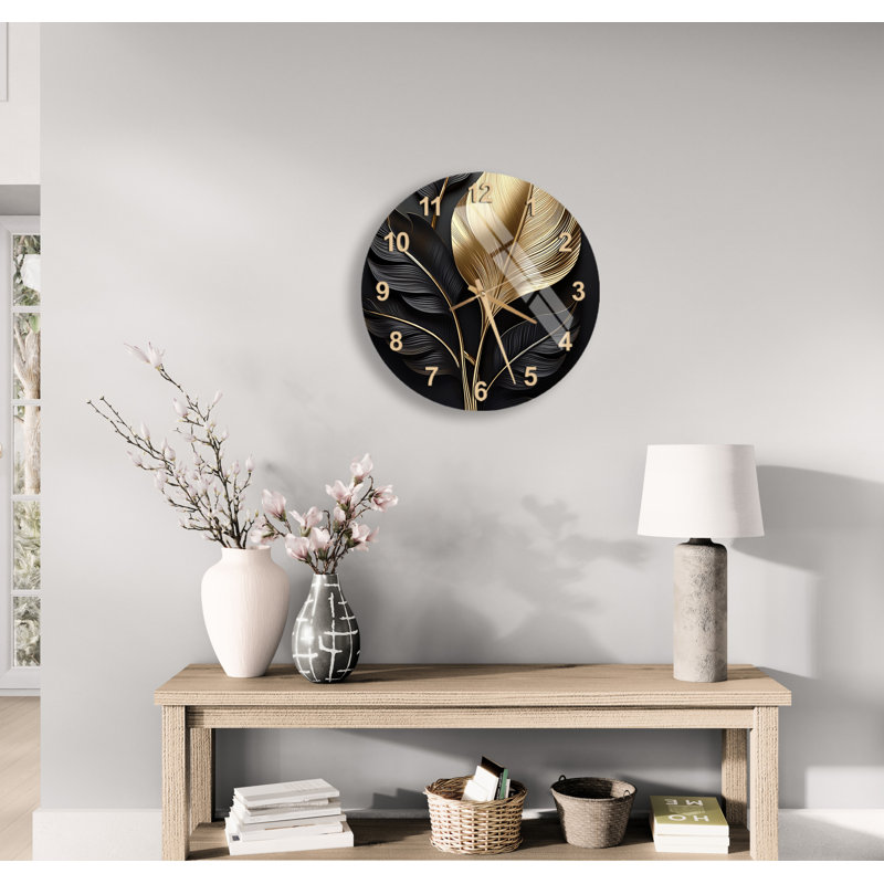 Horloge murale Glam Art Deco, Doré