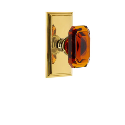 Grandeur Carré Plate Passage with Baguette Crystal Door Knob