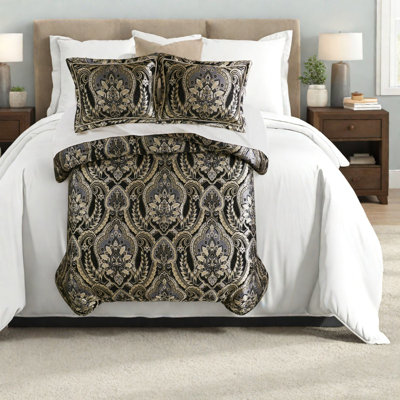 Ensemble de literie pour très grand lit californien de qualité supérieure avec motif damassé exquis pour une maison luxueuse