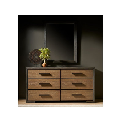 Modern Veil Dresser 68" Wide Two-Tone Veil Oak Finish Six Drawer Component