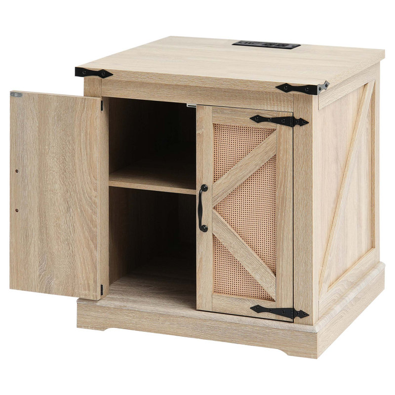 Table basse Farmhouse avec prises et rangement intégrés