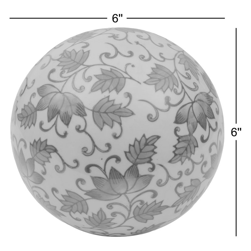 Leaves Decorative Ball Scultpure, White/Blue
