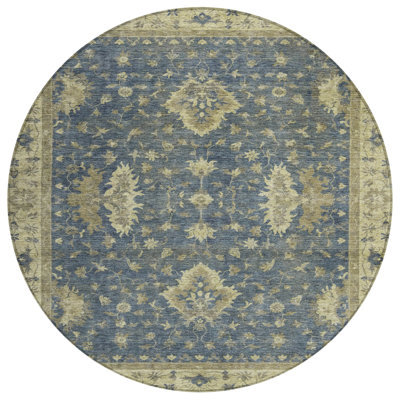 Tapis bleu intérieur / extérieur lavable à la machine Xhevrie