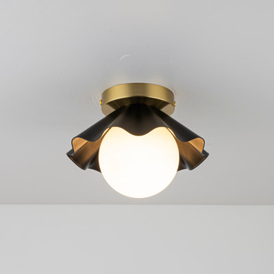 1 - Light Gold Globe Glass Flush Mount Lighting Fixture