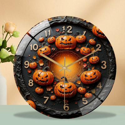 Horloge murale d'Halloween en forme de citrouille 12 po