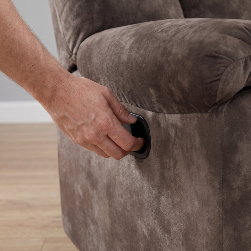 Fauteuil inclinable manuel en tissu imprimé 38 po Brun, mousse à mémoire de forme haute densité, structure en bois massif