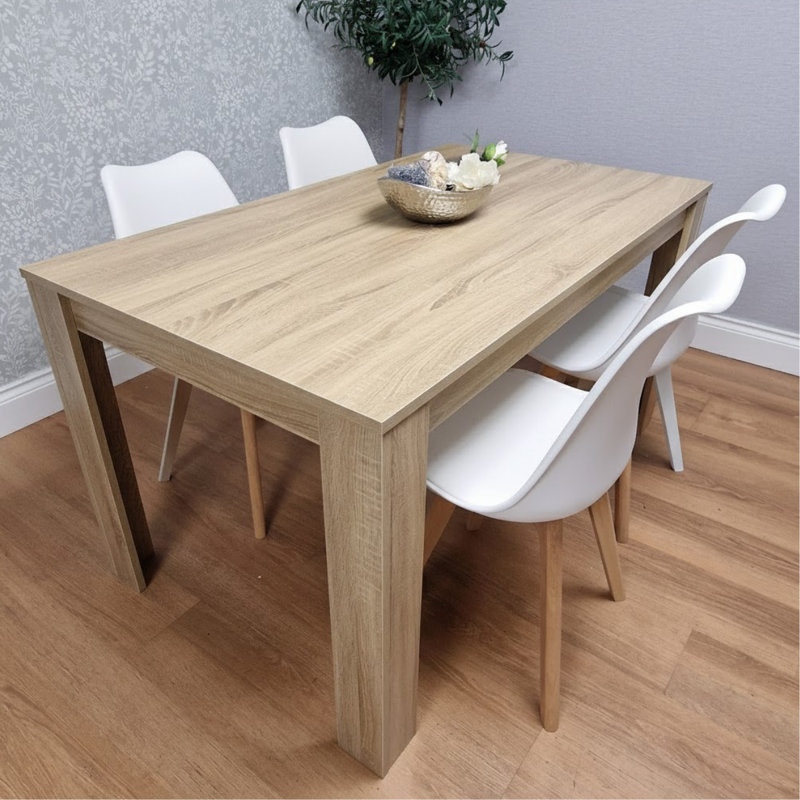 Cheryll 4 - Person Dining Set, White, 75cm H x 140cm W x 80cm D