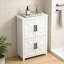 Armoire de rangement autoportante de style campagnard avec tablettes réglables-129412061