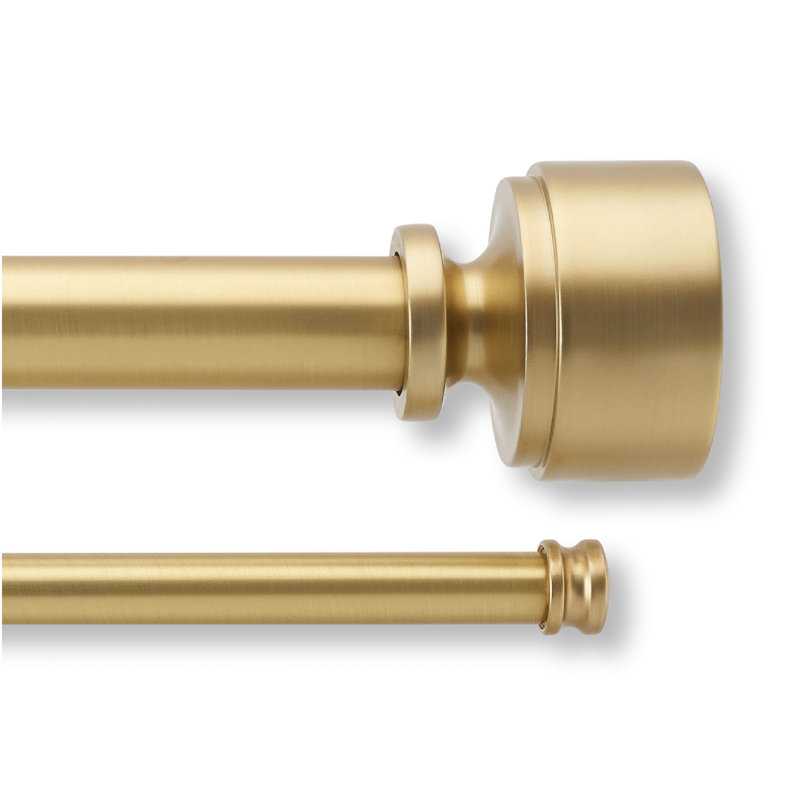Brushed Gold Adjustable Double Curtain Rod Set with Mod Finials