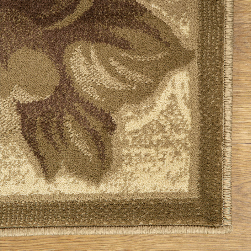 Lassiter Traditional Farmhouse Floral Scroll Indoor Area Rug, Rectangle 4' x 6', Cream/Beige