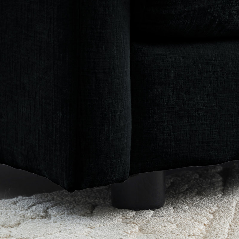 Living Room Furniture - Canapé modulaire 2 places en chenille noire respirant et pratique pour une détente élégante