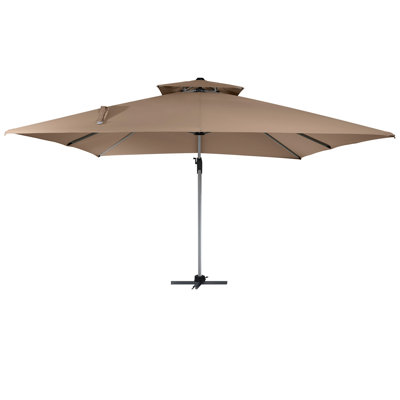 11FT Patio Umbrella Outdoor Square Double Top Umbrella in Brown(without Umbrella Base)