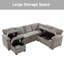 Canapé-lit modulaire 97 po en L chenille rembourré avec repose-pieds et 2 coussins de rangement-77510564