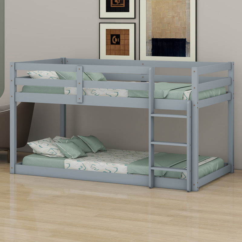 Lit superposé en bois avec échelle, Gris