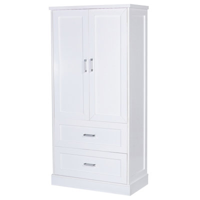 Garner Tall Bathroom Storage With 2 Drawers, An Adjustable Shelf And Door Shelves Design