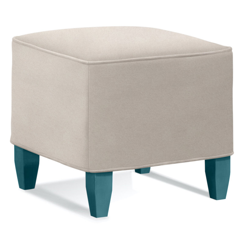 Brooklyn Square Ottoman, Elite Dove Linen, Black