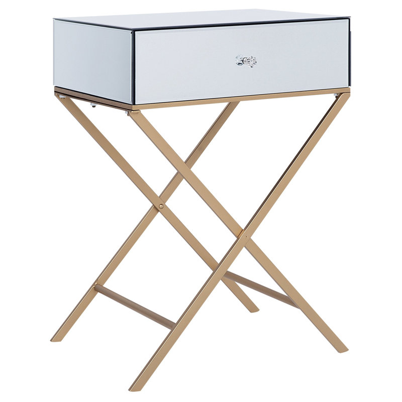Perry Glass Top Cross Legs End Table